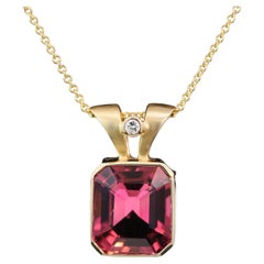 Modern Rubellite Tourmaline & Diamond Pendant Circa 2000s