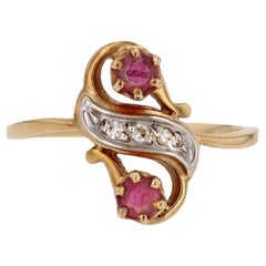 Modern Rubies Diamonds 18 Karat Yellow Gold Duo Ring