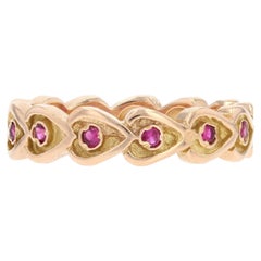 Modern Ruby 18 Karat Rose Gold Heart Shape Wedding Ring