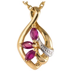 Modern Ruby 18 Karat Yellow Gold Pendant and Chain