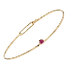 Modern Ruby 18 Karat yellow Gold Thin Bangle Bracelet
