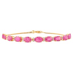 Bracelet moderne pour mère en or jaune massif 18 carats avec rubis et diamants