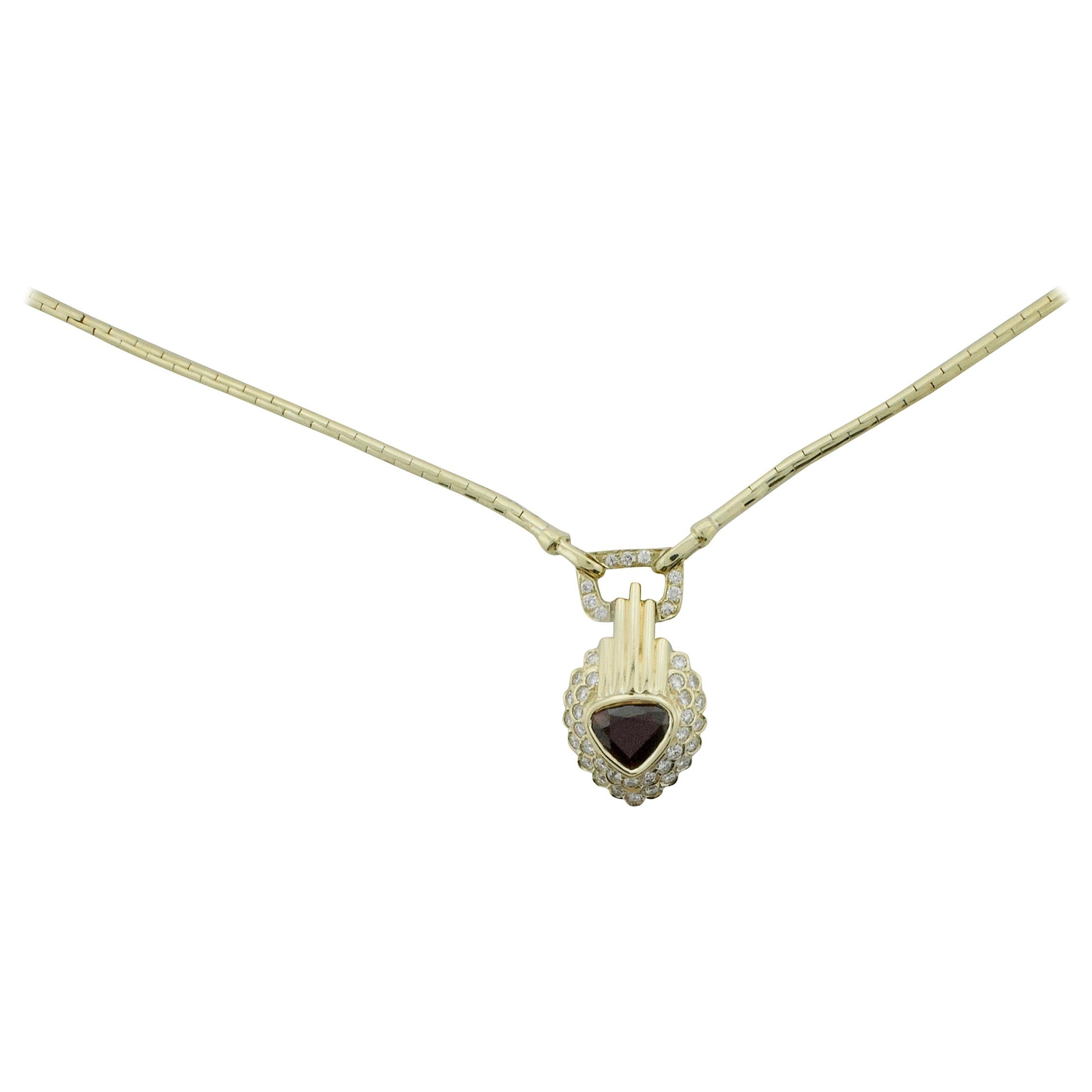 Moderne moderne Rubin- und Diamant-Halskette 2,45 Fancy geformter Rubin in 18 Karat