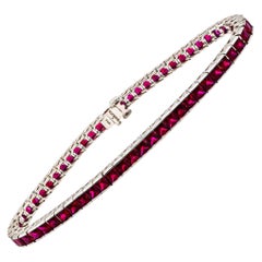 Modern Ruby and Platinum Line Bracelet, 8.90 Carats Modern Ruby and Platinum Line Bracelet, 8.90 Carats