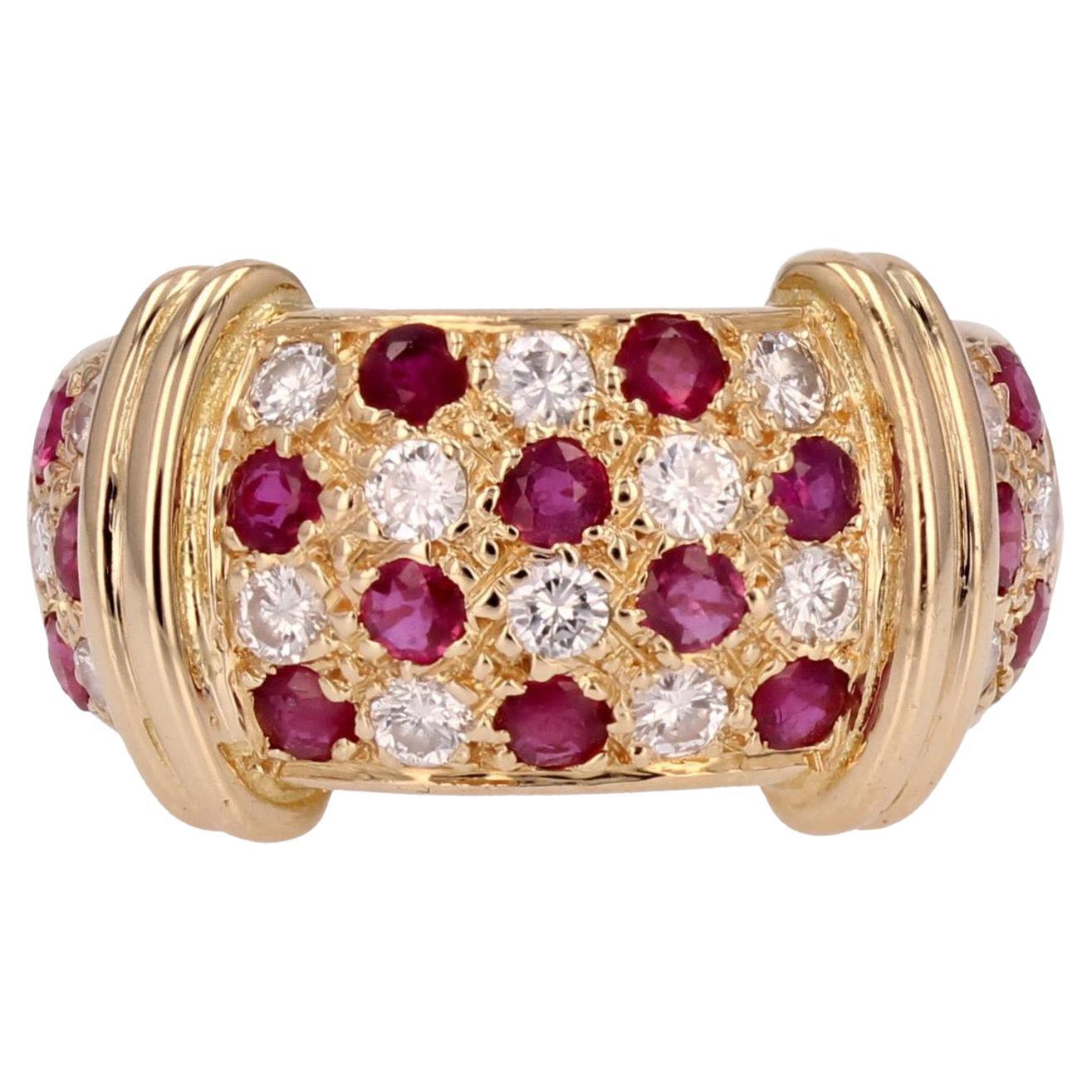 1960s 5.05 Carat Ruby 18 Karat Yellow Gold Bangle Ring For Sale at