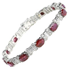 Modern Ruby, Diamond and White Gold Bracelet