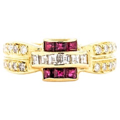 Vintage Modern Ruby & Diamond Fashion Ring