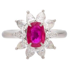 Moderner Rubin-Diamant-Platin-Cluster-Ring