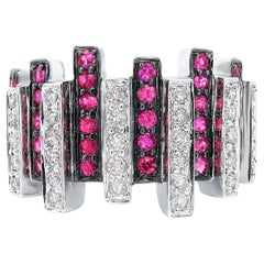 Modern Ruby Diamond Ring 1.02 Carats 18K White Gold