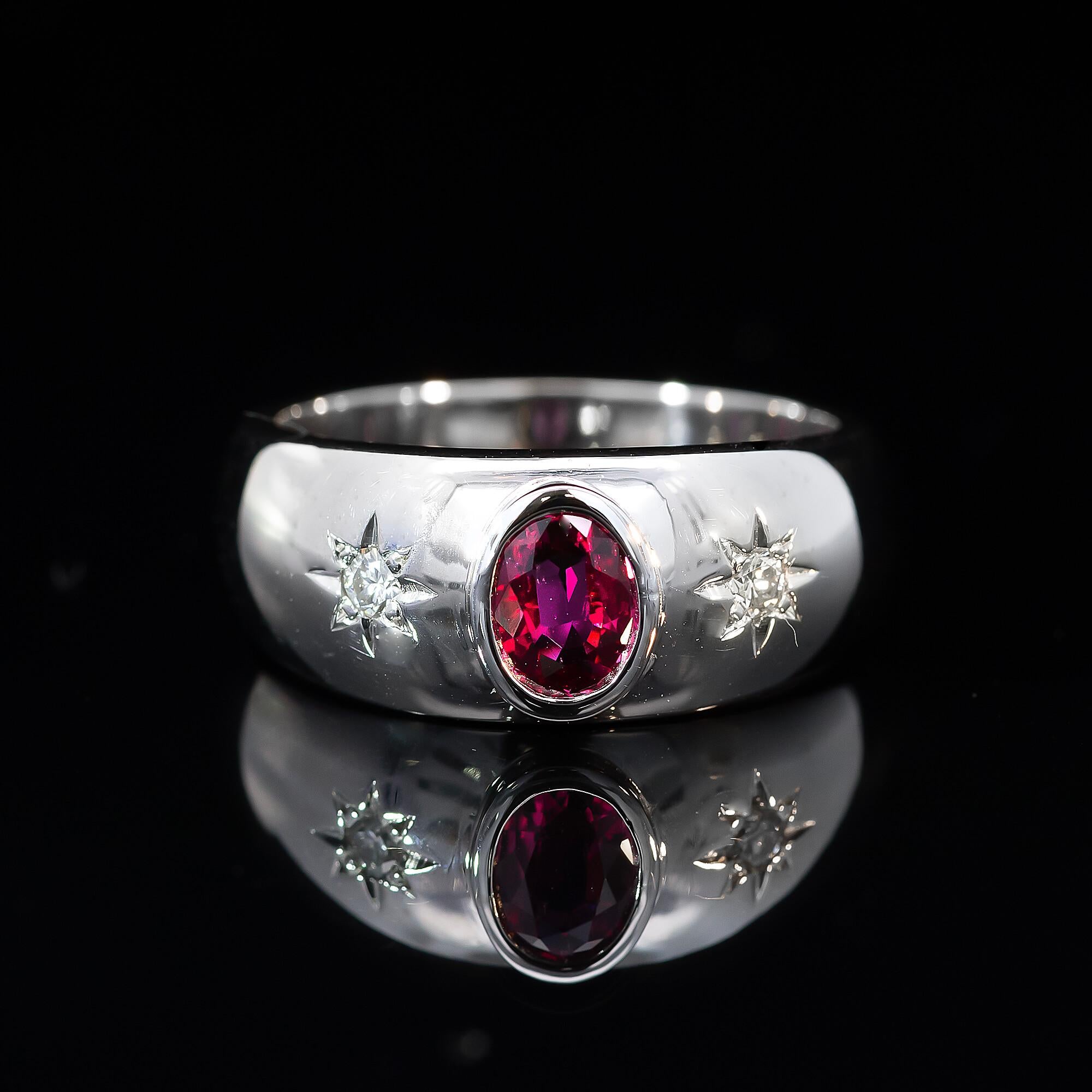 Mixed Cut Modern Ruby & Diamond Ring Circa 2008