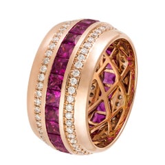 Moderner moderner Rubin-Diamant-Roségold-Ring für Sie aus 18K