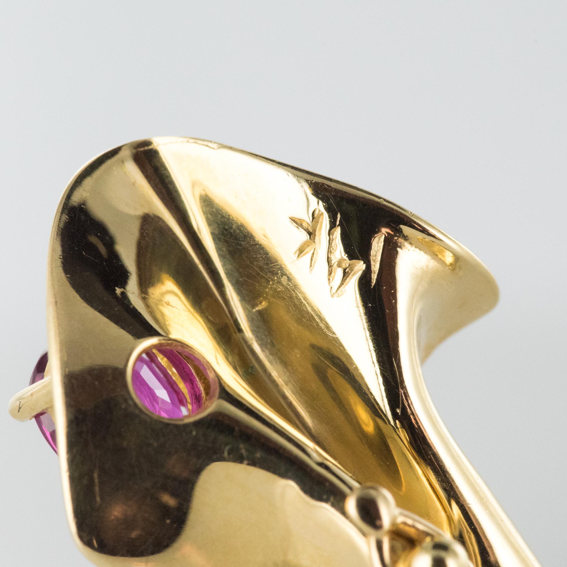 Modern Ruby Diamond Yellow Gold Pendant and Earrings 14