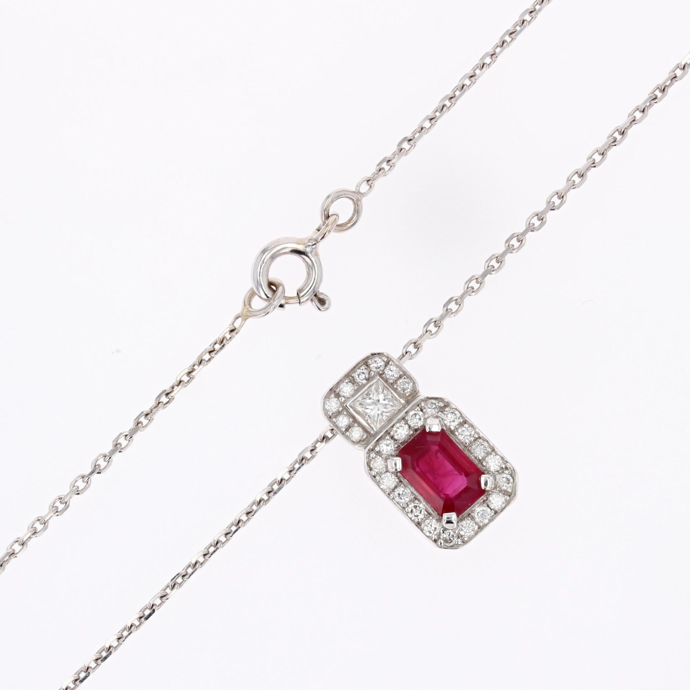 Collana moderna con diamanti e rubini in oro bianco 18 carati in vendita 6