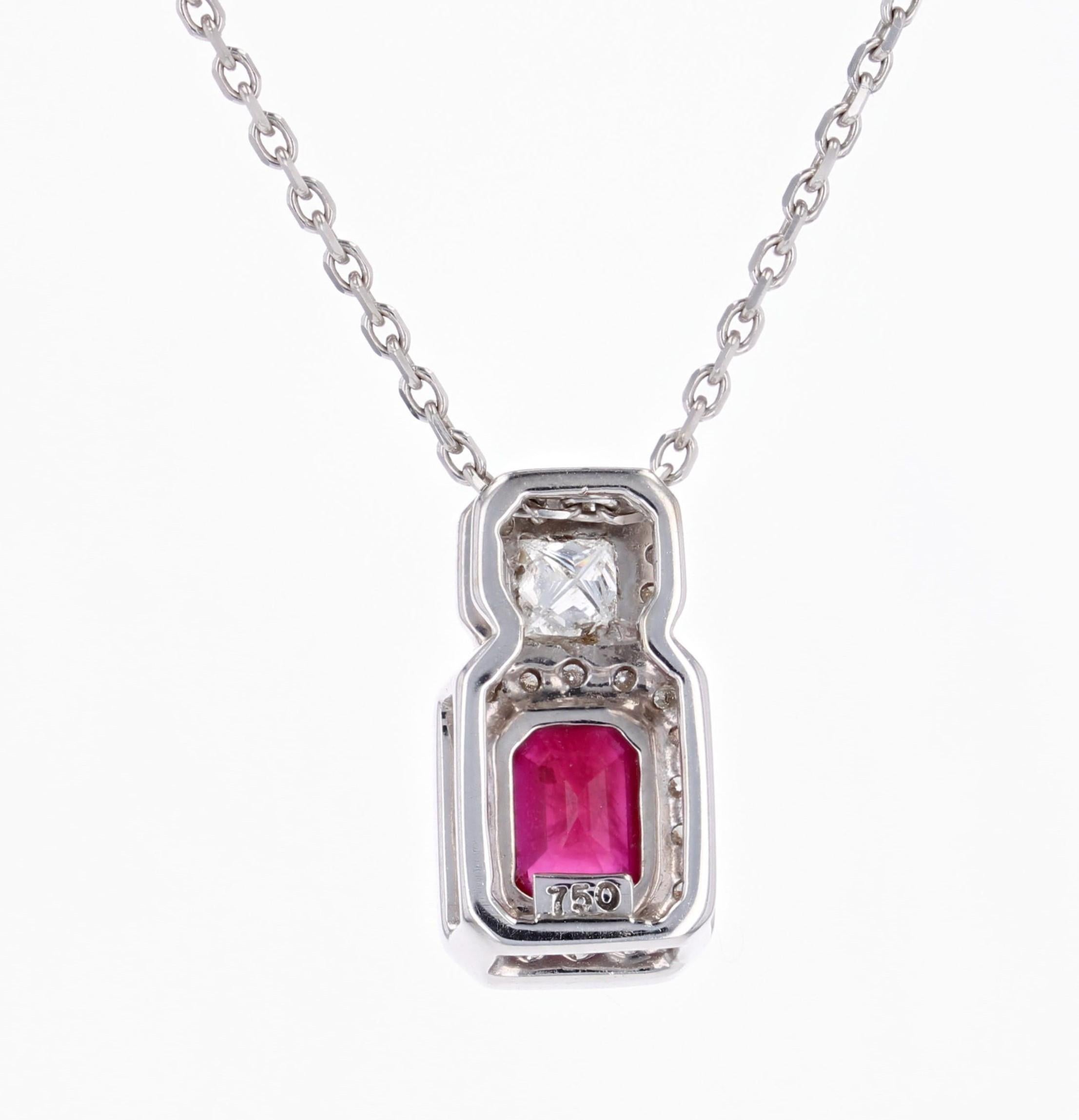 Collana moderna con diamanti e rubini in oro bianco 18 carati in vendita 11
