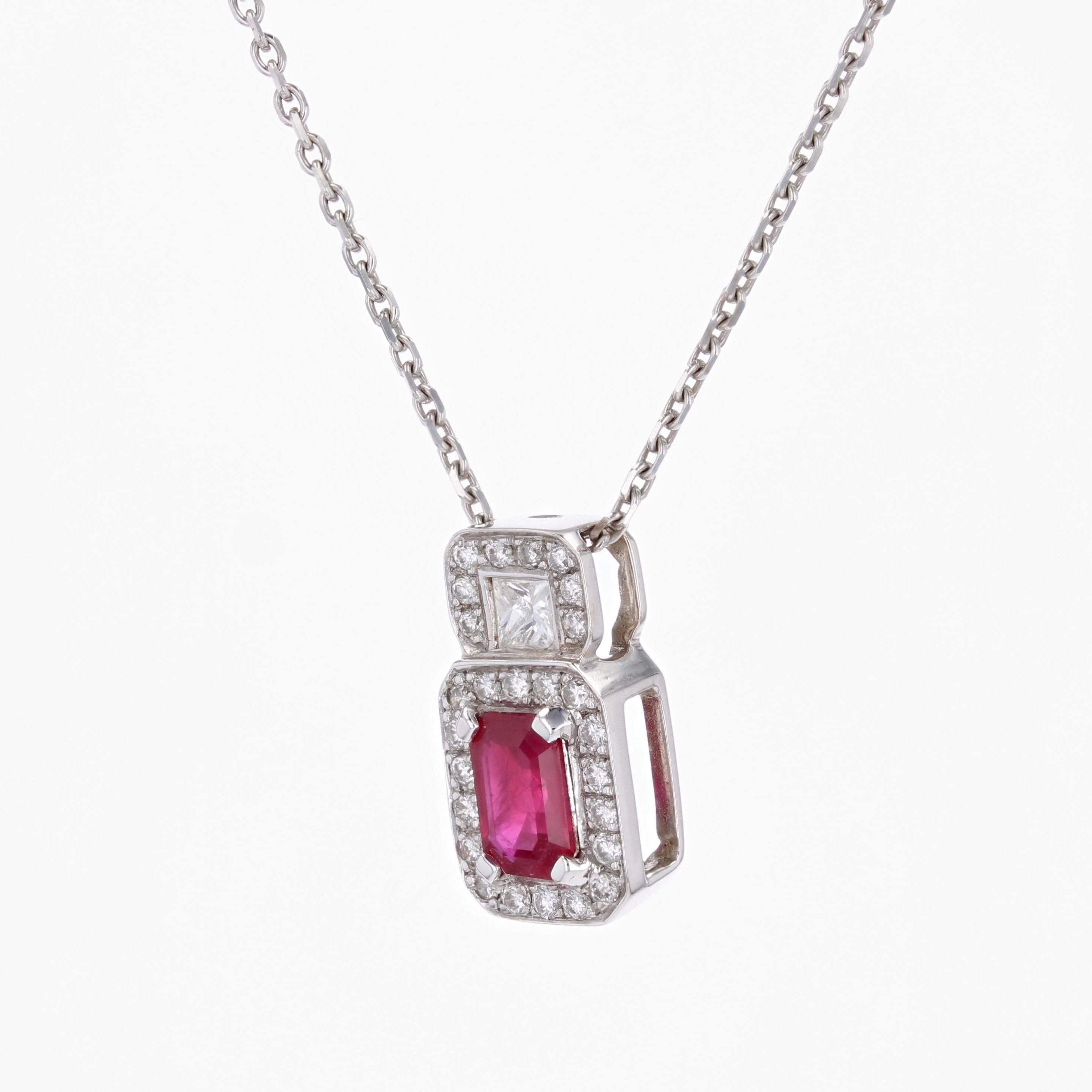 Collana moderna con diamanti e rubini in oro bianco 18 carati in vendita 1