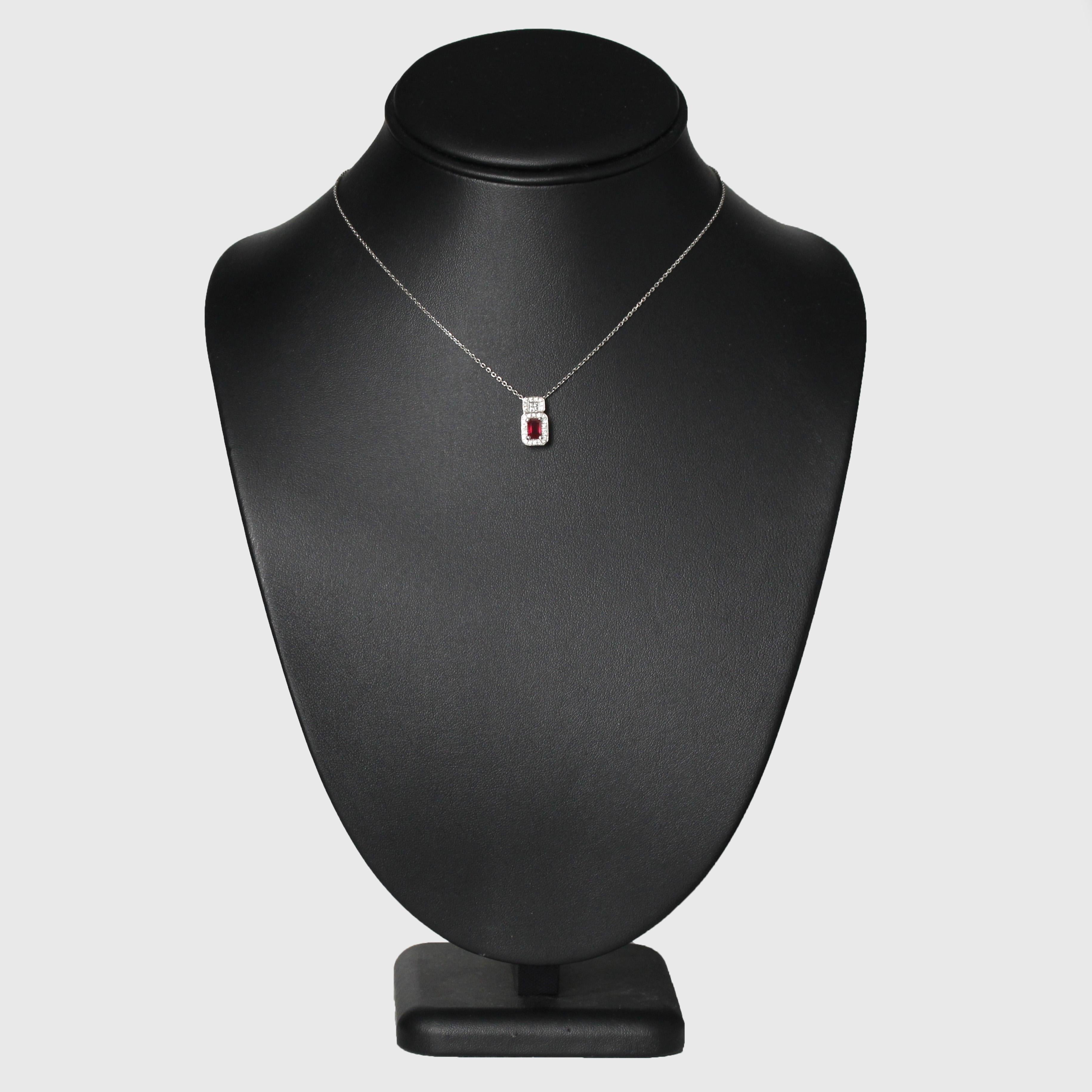 Collana moderna con diamanti e rubini in oro bianco 18 carati in vendita 2