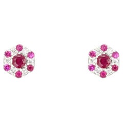 Modern Ruby Diamonds 18 Karat White Gold Stud Earrings