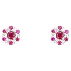 Modern Ruby Diamonds 18 Karat White Gold Stud Earrings