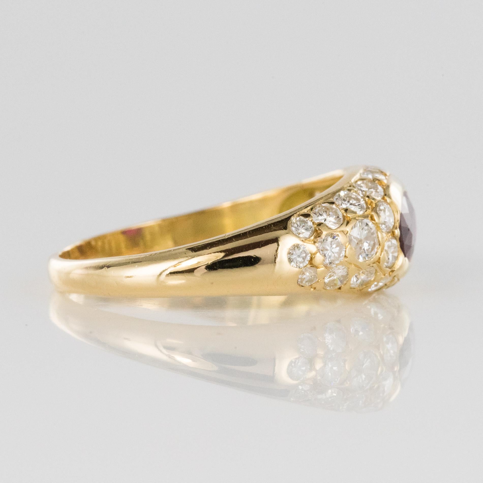 Modern Ruby Diamonds 18 Karat Yellow Gold Bangle Ring 6