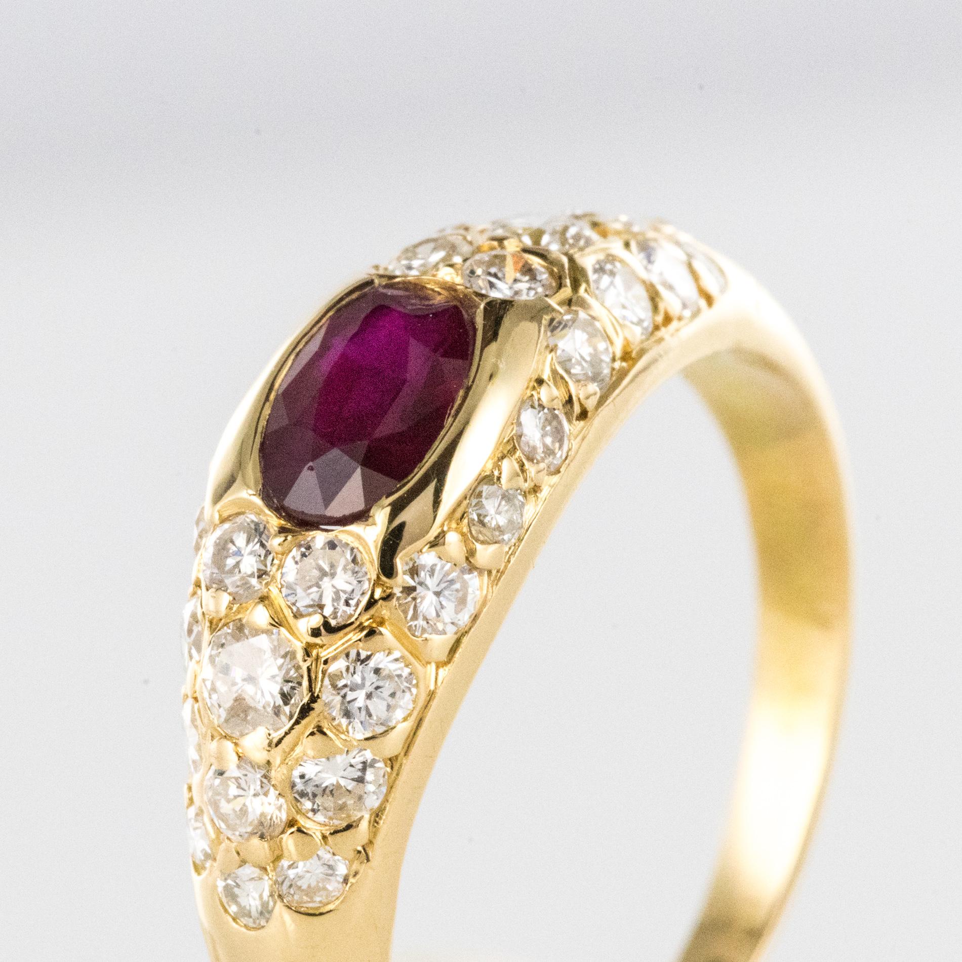 Modern Ruby Diamonds 18 Karat Yellow Gold Bangle Ring 2
