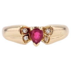 Modern Ruby Diamonds 18 Karat Yellow Gold Butterfly Shape Ring