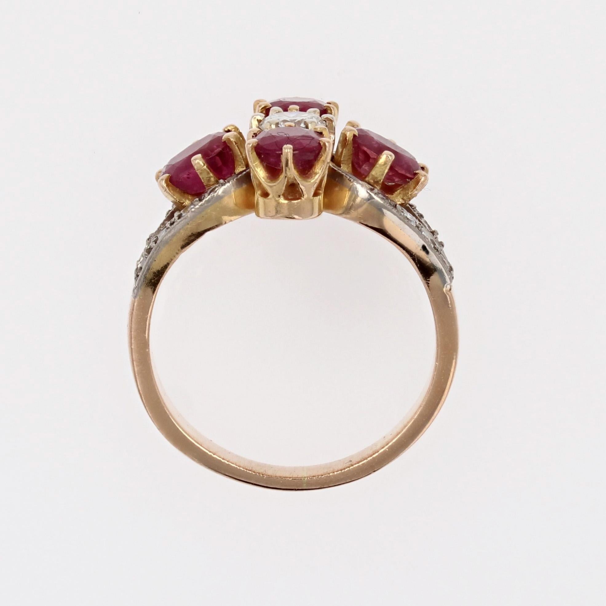 Modern Ruby Diamonds 18 Karat Yellow Gold Clover Ring For Sale 10