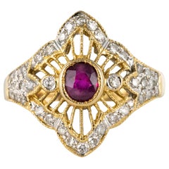 Modern Ruby Diamonds 18 Karat Yellow Gold Lace Ring