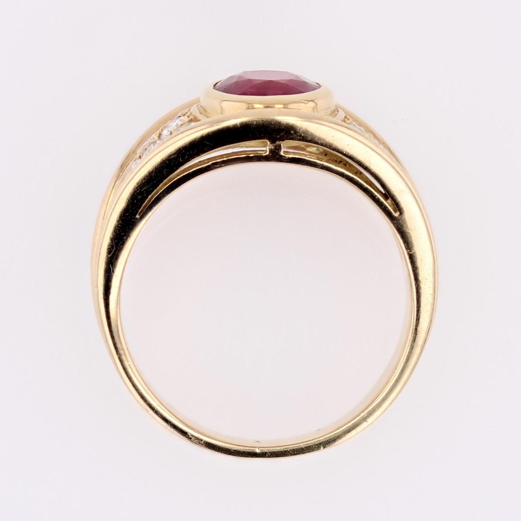 Modern Ruby Diamonds 18 Karat Yellow Gold Large Ring For Sale 12