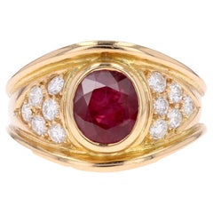 Modern Ruby Diamonds 18 Karat Yellow Gold Large Ring