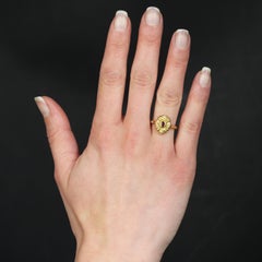 Modern Ruby Diamonds 18 Karat Yellow Gold Oval Ring
