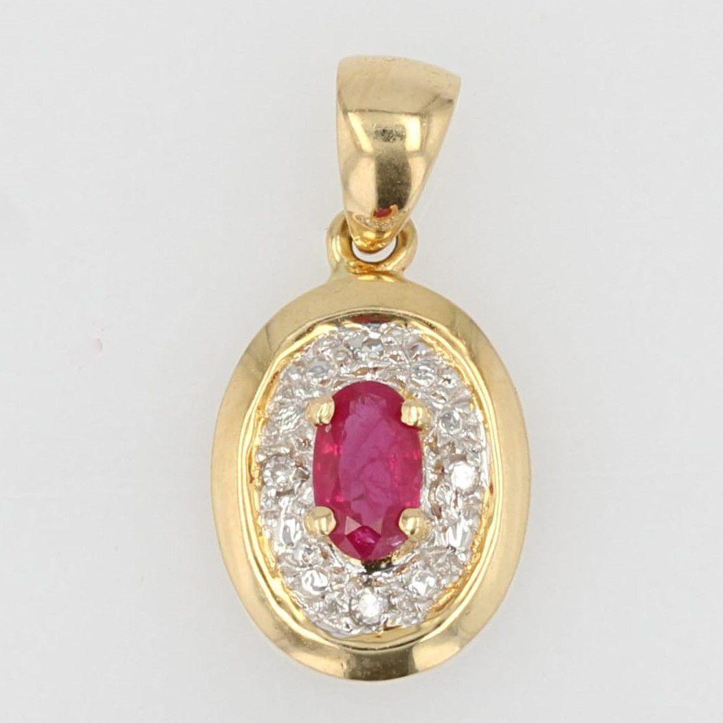 Modern Ruby Diamonds 18 Karat Yellow Gold Pendant In Excellent Condition In Poitiers, FR