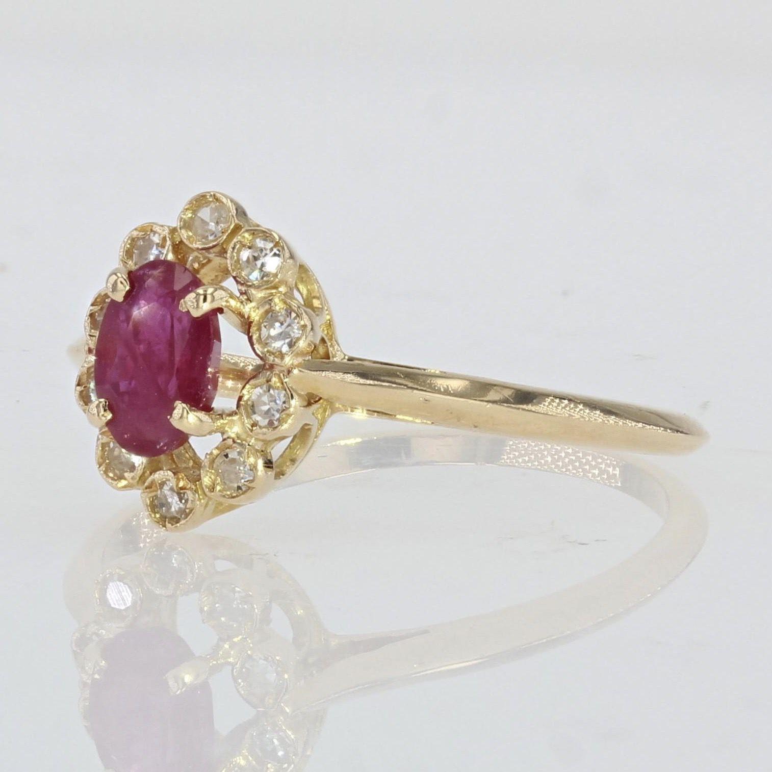 Oval Cut Modern Ruby Diamonds 18 Karat Yellow Gold Pompadour Ring