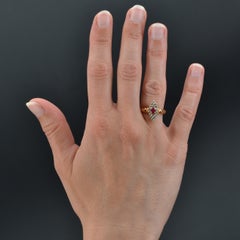 Modern Ruby Diamonds 18 Karat Yellow Gold Shuttle Shape Ring