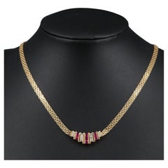 Moderne Rubin-Diamant-Halskette aus Gold, 18 Karat Gelbgold Rubin-Diamant-Halskette