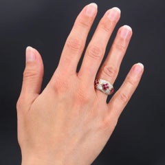 Modern Ruby Flowers Diamonds 18 Karat Yellow Gold Bangle Ring