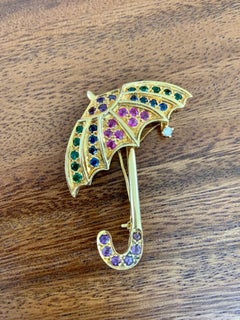 Broche moderne en or 22 carats avec rubis, saphir, améthyste, tsavorite, grenat et diamant