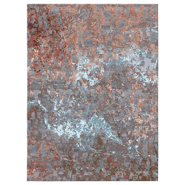 Shiny Rug Modern rug Abstract unusual shiny pattern handmade - Volcanic Saga ...