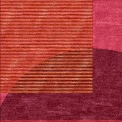 Modern Rug Bauhaus Style Erased Design Wool, Silk Hand Knotted