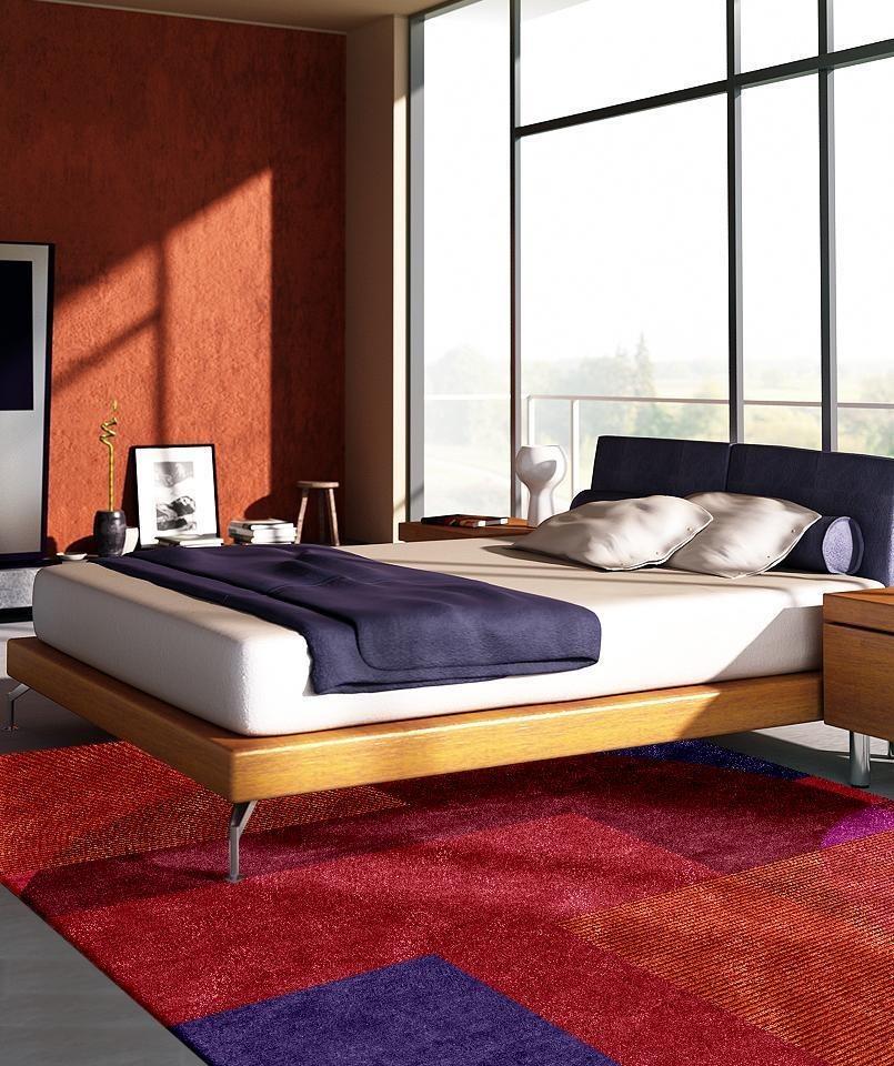 Tapis moderne de style Bauhaus à motif effacé en laine et soie nouée à la main en vente 1