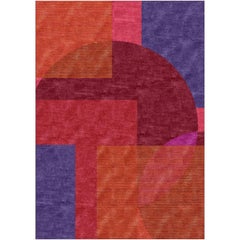 Alfombra Moderna Estilo Bauhaus Diseño Borrado Lana, Seda Anudada a Mano