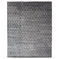 Modernity Rug by Keivan Woven Arts All-Over Geometric Design en gris et noir