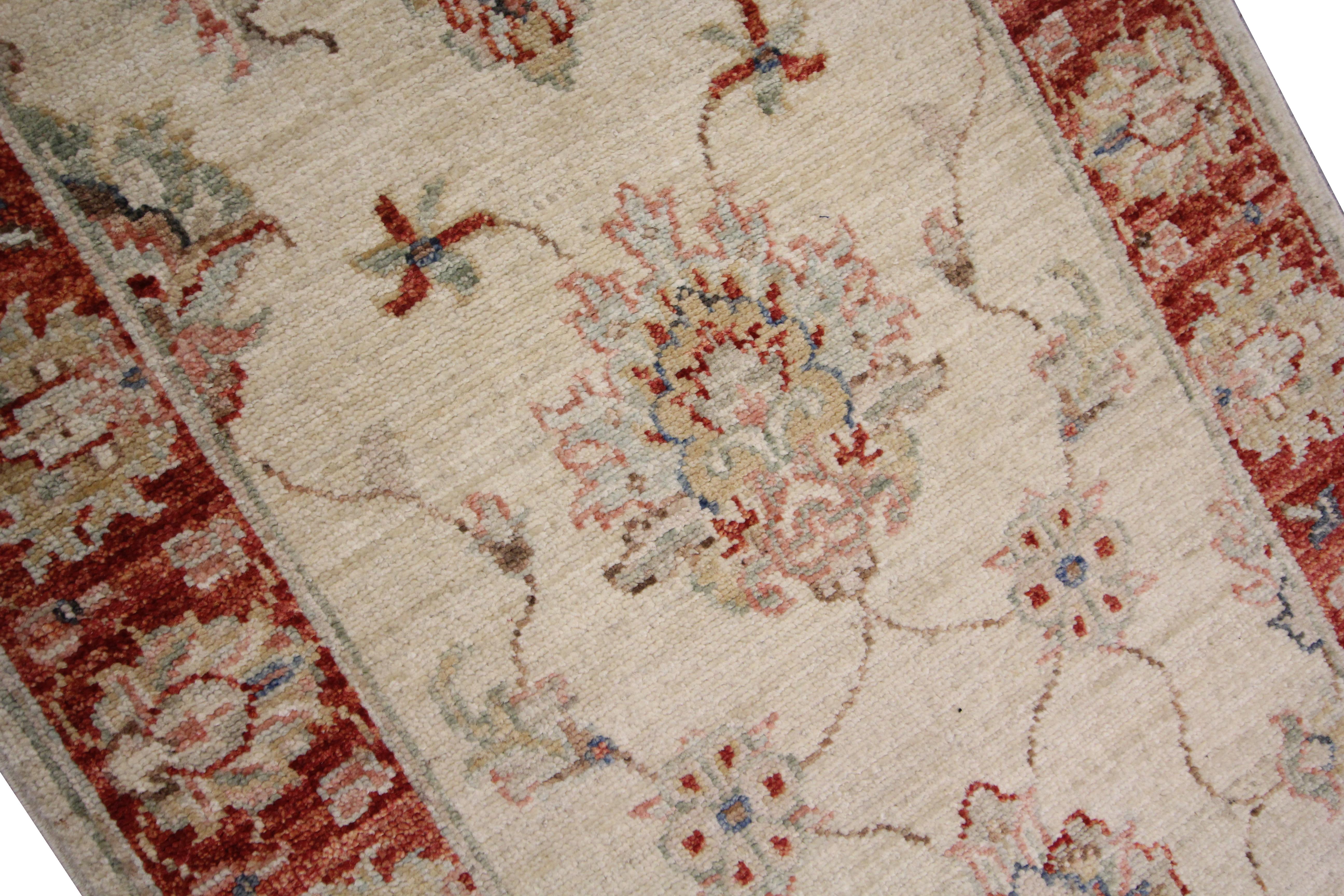 Modern Rug Cream Wool Ziegler Runner Handwoven Oriental Wool Carpet 3