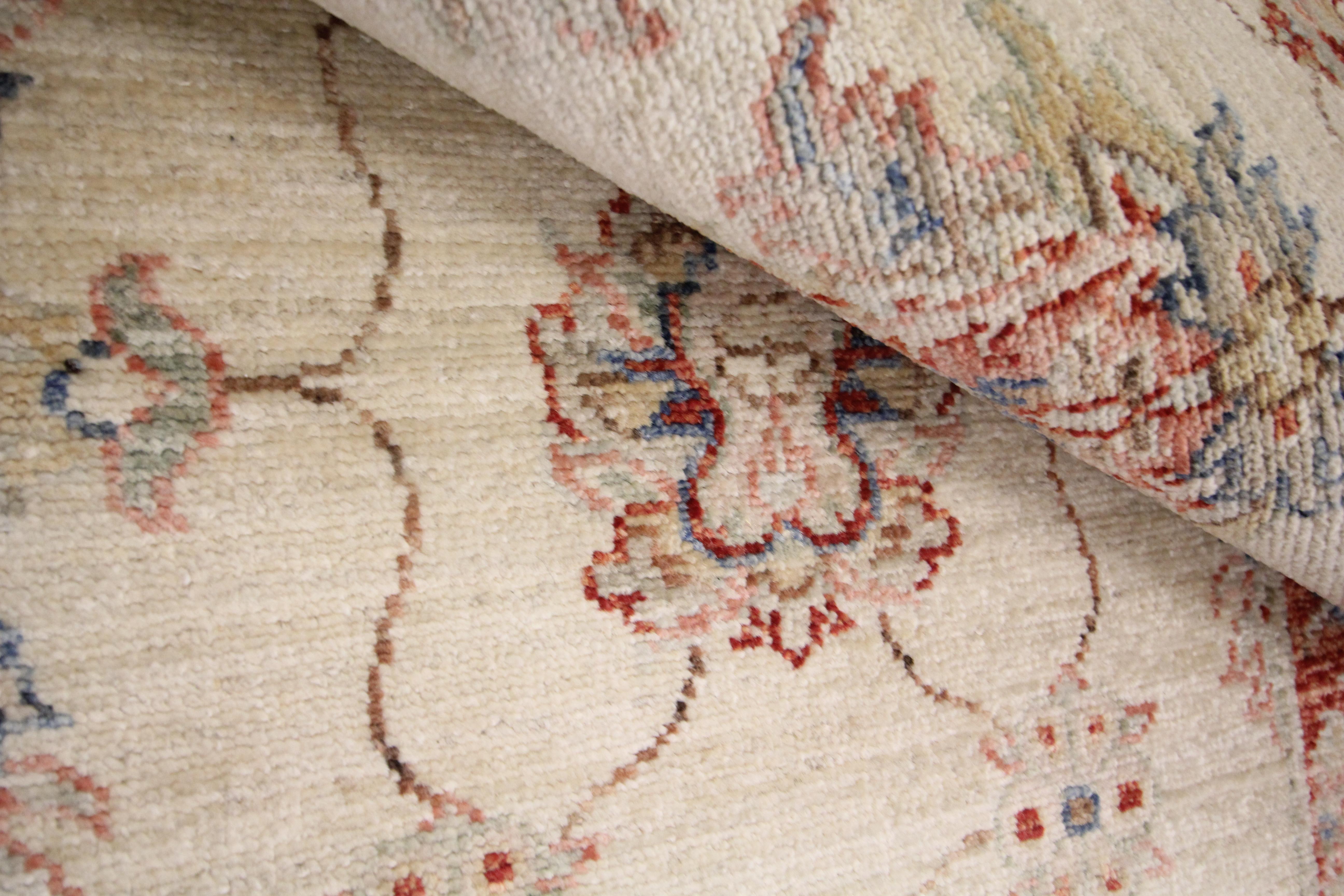 Modern Rug Cream Wool Ziegler Runner Handwoven Oriental Wool Carpet 4