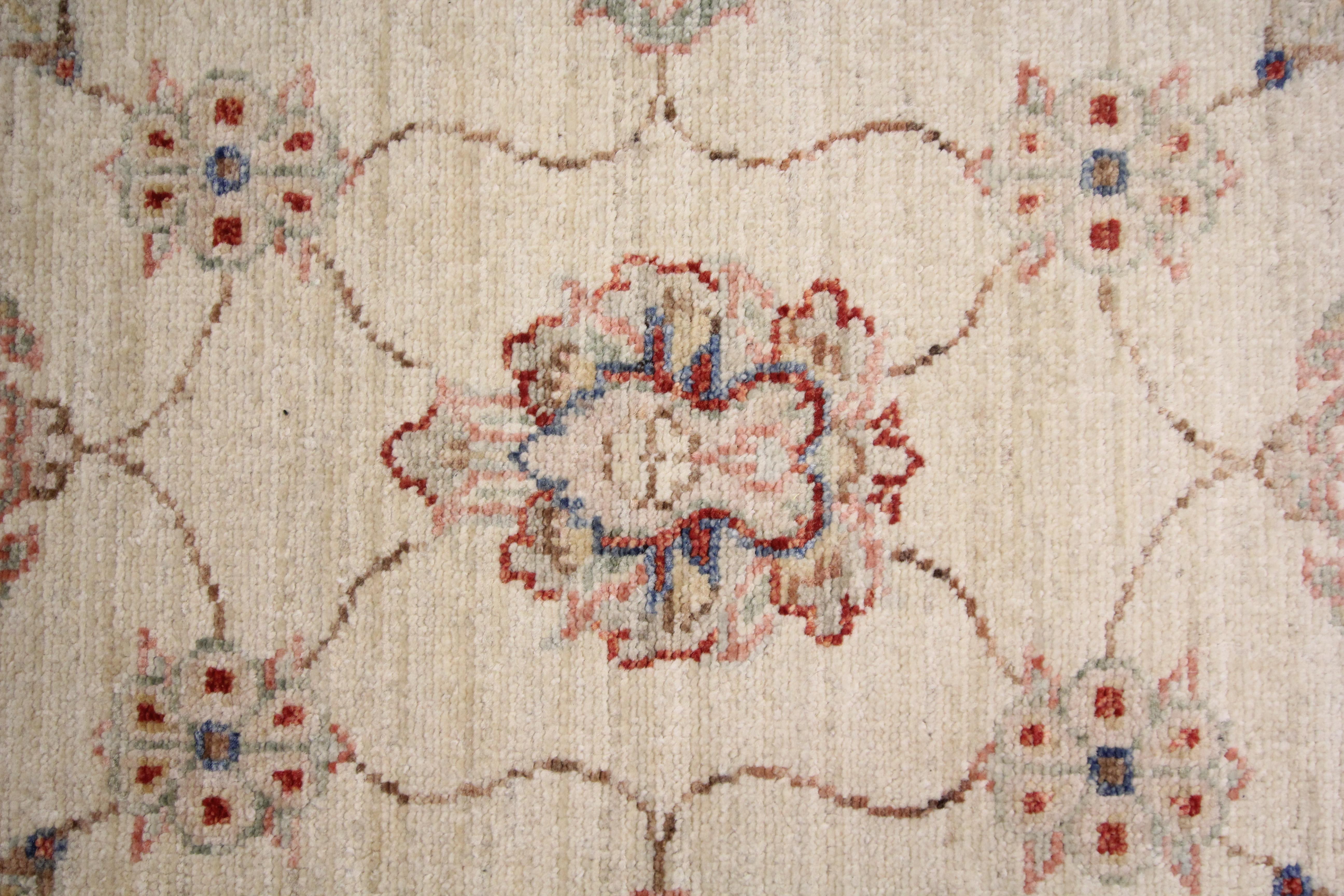 Vegetable Dyed Modern Rug Cream Wool Ziegler Runner Handwoven Oriental Wool Carpet