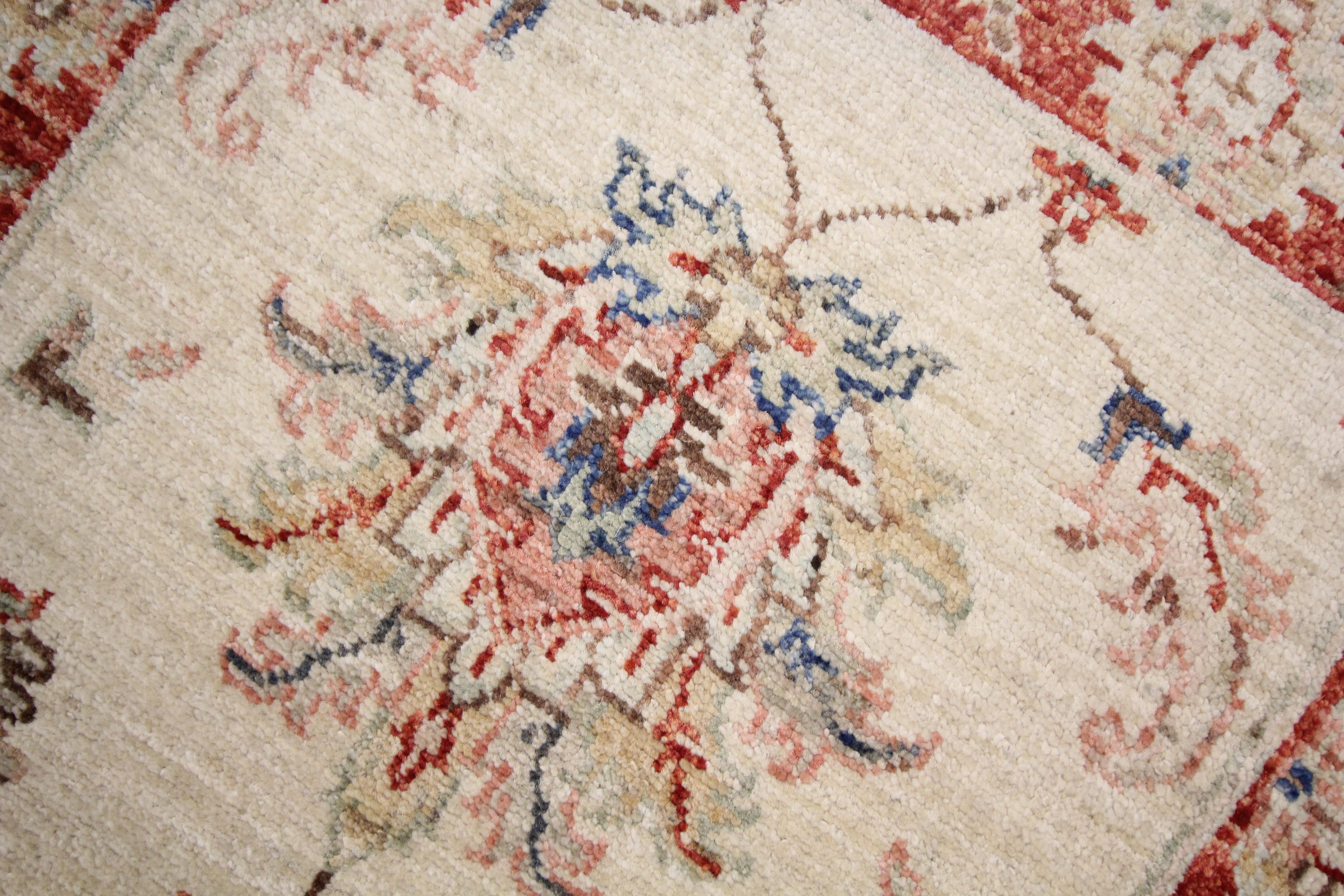 Modern Rug Cream Wool Ziegler Runner Handwoven Oriental Wool Carpet 1