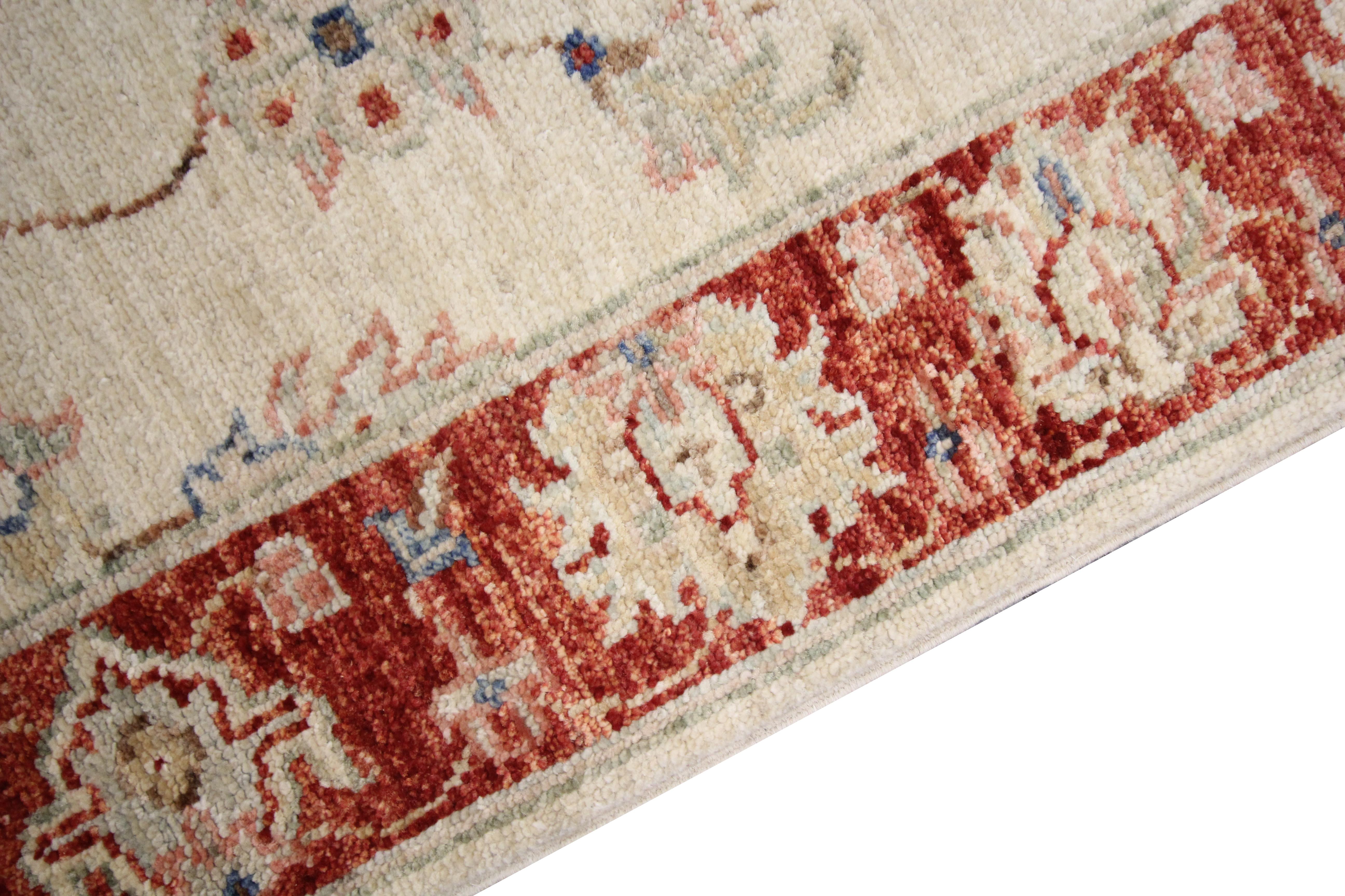 Modern Rug Cream Wool Ziegler Runner Handwoven Oriental Wool Carpet 2