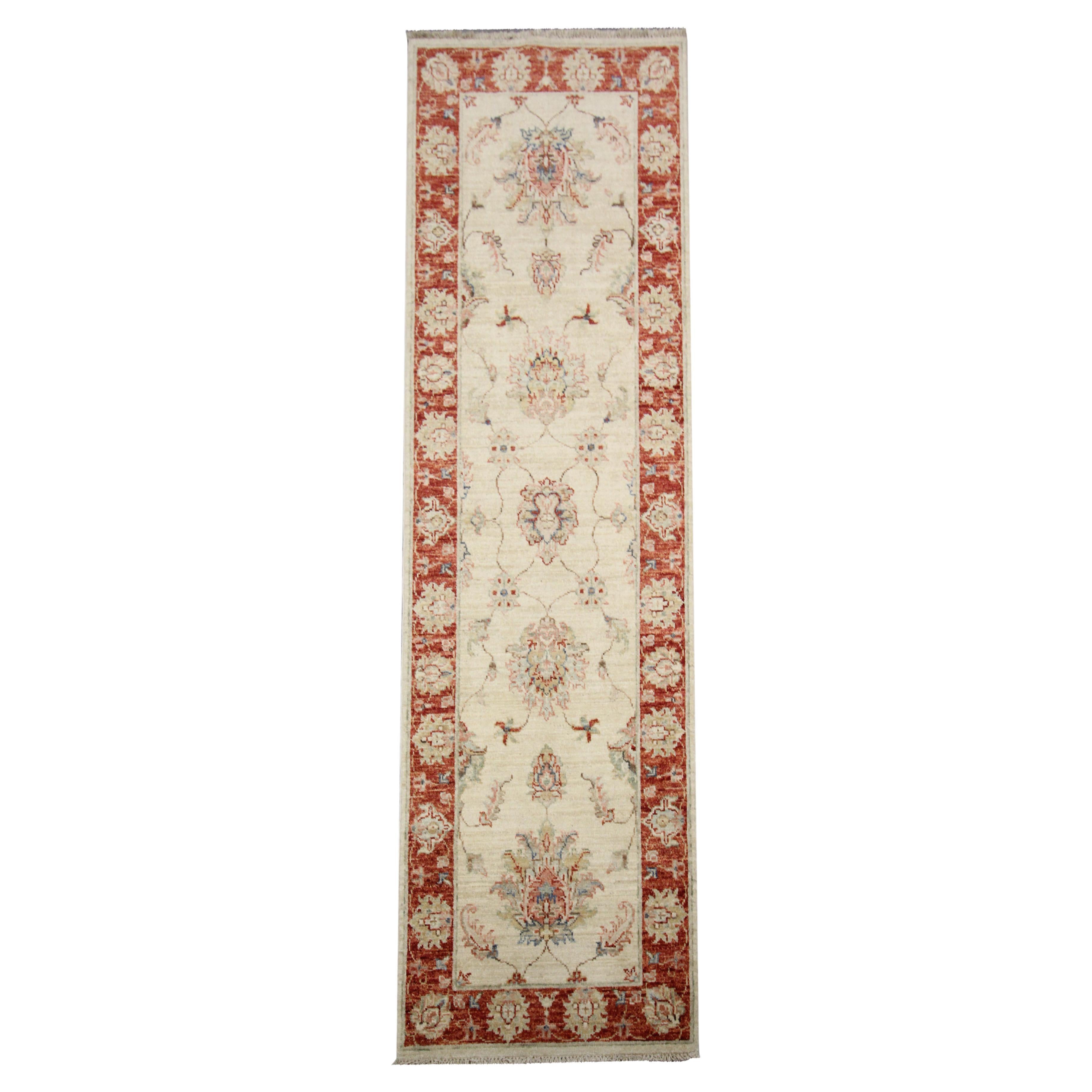 Modern Rug Cream Wool Ziegler Runner Handwoven Oriental Wool Carpet