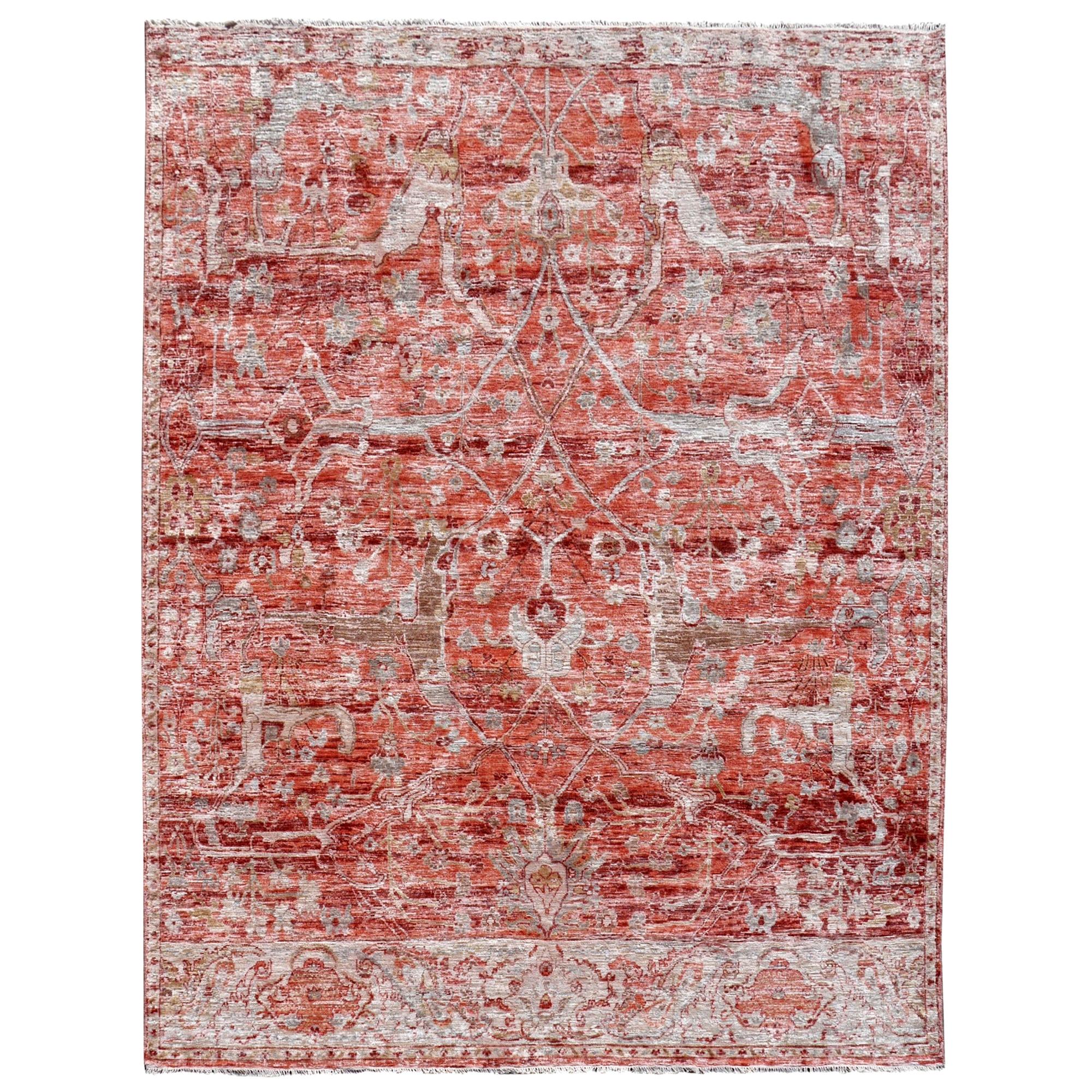 Modern Rug Hand Knotted in Style of Heriz Serapi or Antique Sultanabad