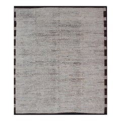 Modern Rug in Distressed Moroccan Style with Off White, Neutral Cream 
Brown