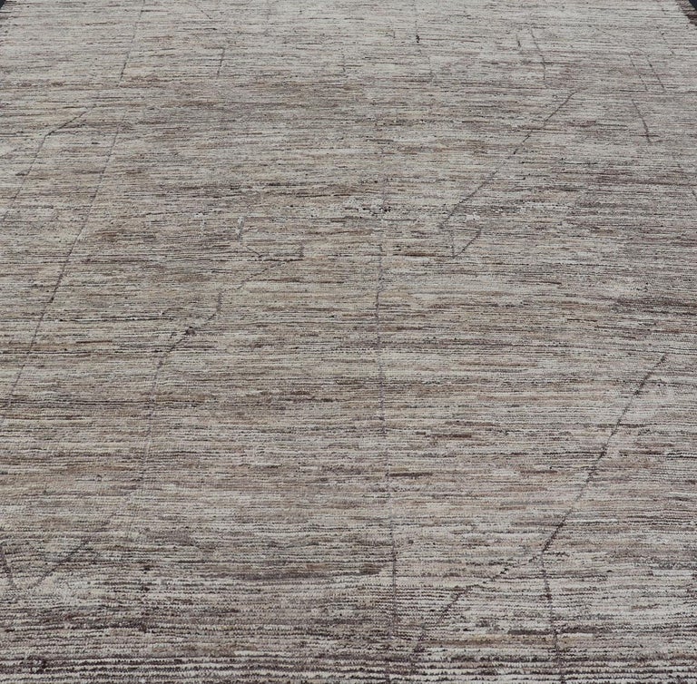 Modern Hand-Knotted Rug in Wool with Moroccan Design in Natural Earthy ...